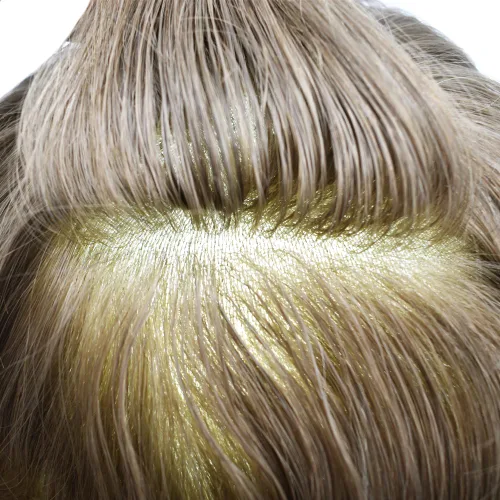 Vista 6 de PU Toupee para hombres pieza de pelo real sistema de reemplazo de cabello humano para hombres Toupee pieza de pelo para hombres piel polivinílica