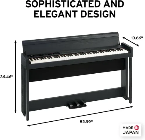 Vista 3 de Korg C1 Air - Piano digital Bluetooth de 88 teclas con martillo con peso real de acción 3, negro con grano de palisandro