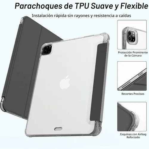 Vista 7 de Kenke - Funda para iPad Pro de 11 pulgadas 4ª/3ª/2ª/1ª generación 2022/2021/2020/2018 con soporte para carga de segundo lápiz con soporte