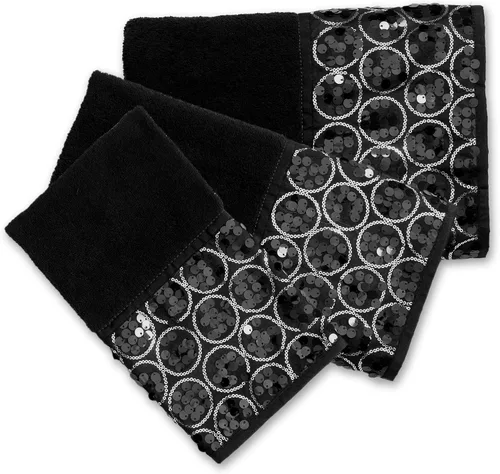 Vista 5 de Zahari Home Sinatra Juego de toallas de baño de 3 piezas: toalla de baño, toalla de mano y paño de limpieza, absorbentes, color negro