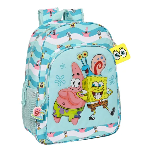 Vista 2 de Mochila Escolar Spongebob Stay positive Azul Blanco (33 x 42 x 14 cm)