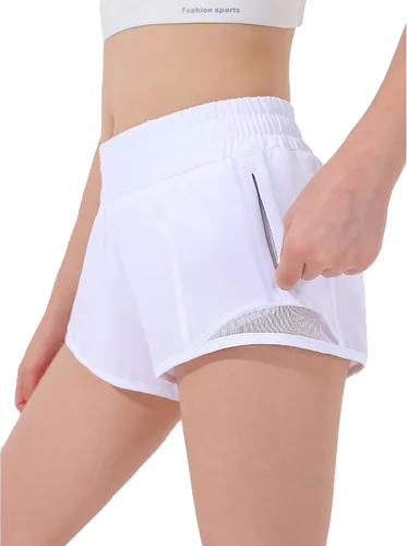 Vista 6 de Aurefin Pantalones cortos deportivos para niñas, pantalones cortos ligeros para correr para adolescentes, niñas, pantalones cortos deportivos