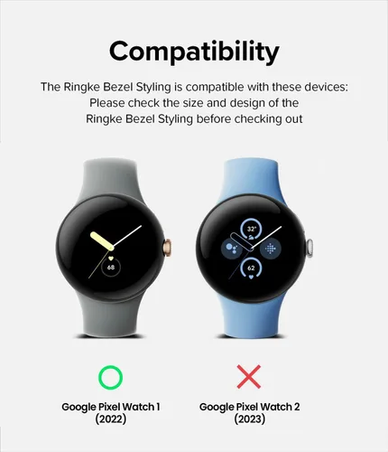 Vista 2 de Ringke Bisel Styling Compatible con Google Pixel Watch Case, Marco Adhesivo Anillo Cubierta Anti Rasguños [Acero Inoxidable] Protector Accesorio