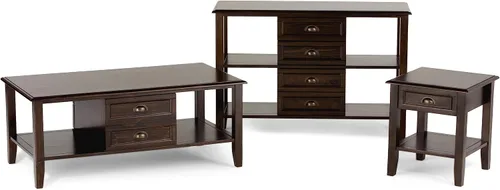 Vista 13 de SIMPLIHOME Burlington - Mesa auxiliar cuadrada de transición de madera maciza de 18 pulgadas de ancho, color marrón caoba para sala de estar