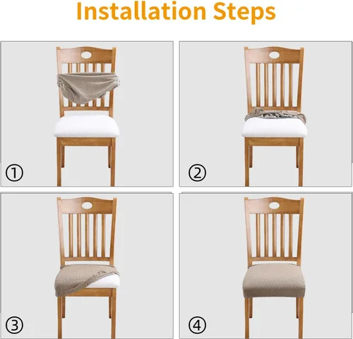 Vista 5 de Fuloon Fundas de Asiento de Silla Elásticas Impermeables 4 PCS, Fundas de Silla de Comedor Removibles Lavables Fundas Deslizables de Cojín