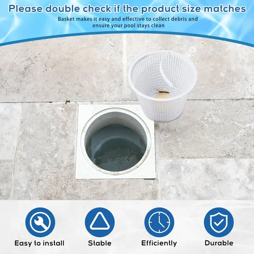 Vista 3 de Mumufy Paquete de 4 cestas de repuesto para desnatadora de piscina con asa, cesta resistente para mantenimiento de piscinas, consejos: presta