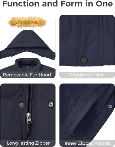 Vista 5 de Wantdo - Chaqueta de invierno con capucha y forro interior para hombre