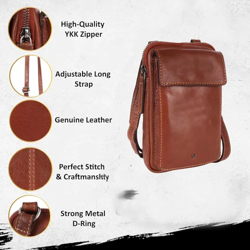 Vista 2 de Bolsos cruzados pequeños de cuero genuino para mujer, bolso de teléfono celular, bolso casual de moda con correa ajustable