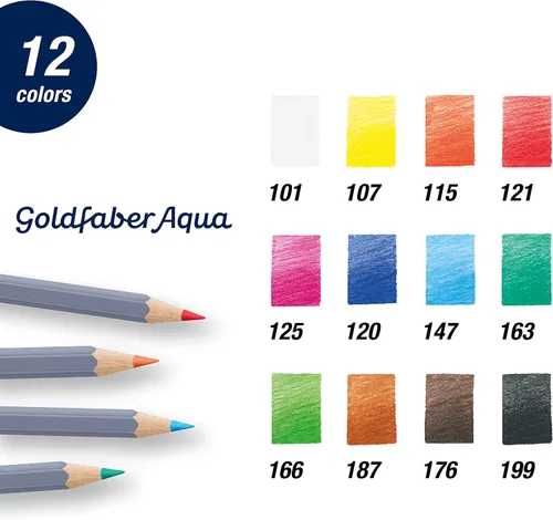 Vista 3 de Faber-Castell Goldfaber Aqua - Lápices de acuarela preafilados (12 unidades)