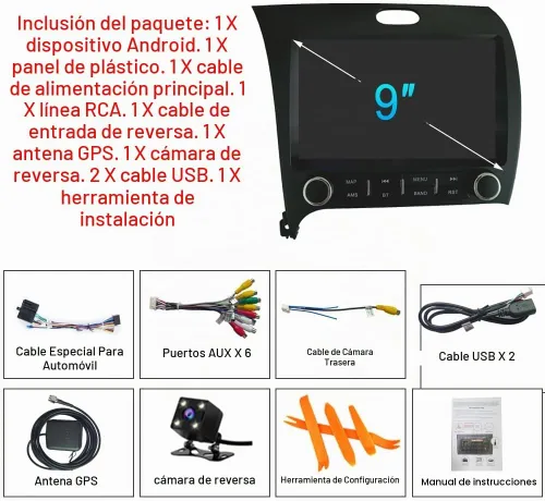 Vista 5 de 8 Core 2G+32G para KIA Cerato K3 Forte 2013-2018 Radio Android con Carplay inalámbrico Android Auto, 9 pulgadas IPS pantalla táctil estéreo
