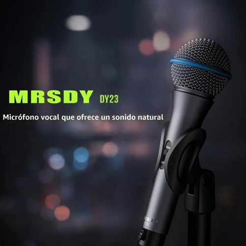 Vista 3 de MRSDY Micrófono XLR con cable, micrófono dinámico cardioide de mano de metal para cantar, escenario, estudio, karaoke, con interruptor