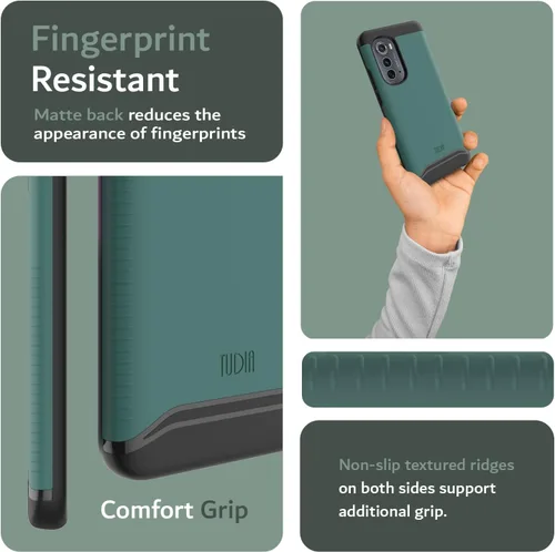 Vista 5 de TUDIA DualShield Merge - Funda protectora para Motorola Edge 2022, a prueba de golpes, grado militar, delgada, antideslizante, de doble capa, Verde