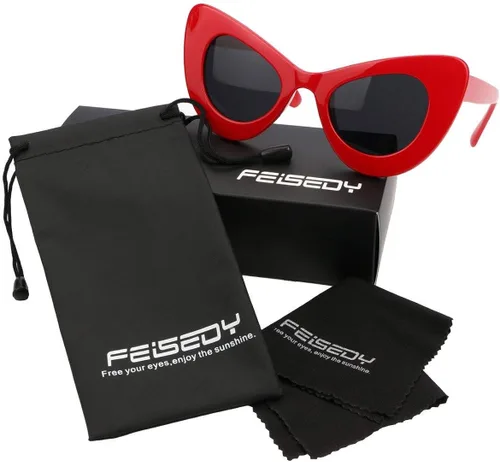Vista 6 de FEISEDY Retro Ojo de Gato Mujeres Gafas de sol Cateye Acetato Marco Policarbonato Lentes B2239
