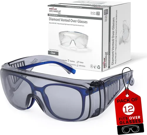 Vista 12 de SAFE HANDLER BISON LIFE Diamont Vented Over Glasses Safety Glasses Meets ANSI Z87.1, Impact Resistant Polycarbonate Lens