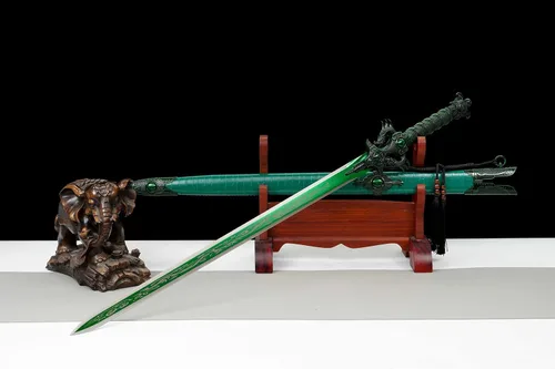 Vista 8 de Espada de Hamon de Espada china recta de acero al manganeso del dragón (dragón verde)