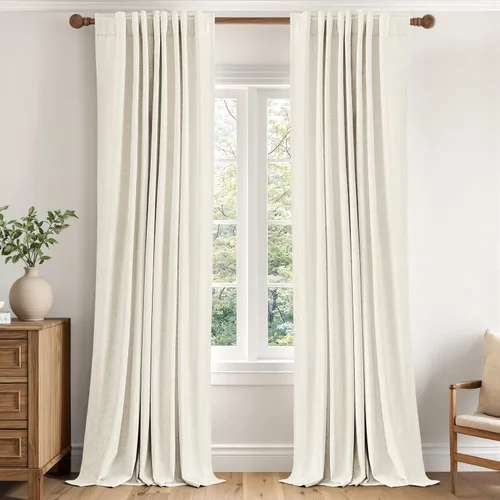 Vista 12 de MIULEE Cortinas de lino 100% opacas para dormitorio, 40 pulgadas de ancho x Marrón Oscuro