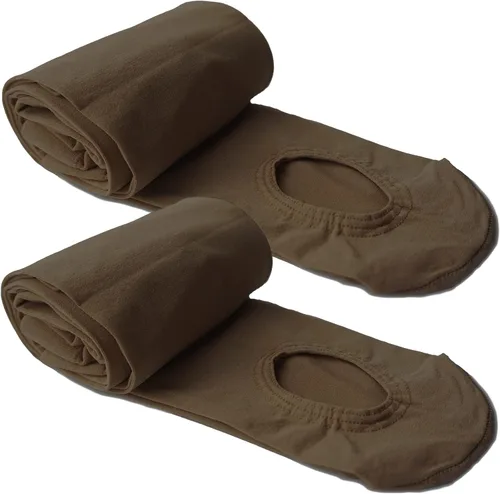 Vista 2 de DANCEYOU Mallas de baile para mujer, 2 pares de mallas de ballet convertiblescon pies para niñas, leggings opacos para niños pequeños, niños