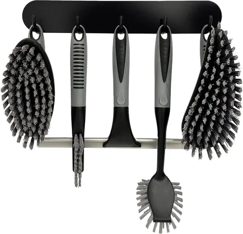 Vista 10 de Set de cepillos de limpieza de 3 piezas - Cepillo de limpieza para ducha con mango ergonómico y cerdas duraderas - Cepillo limpiador de lechada