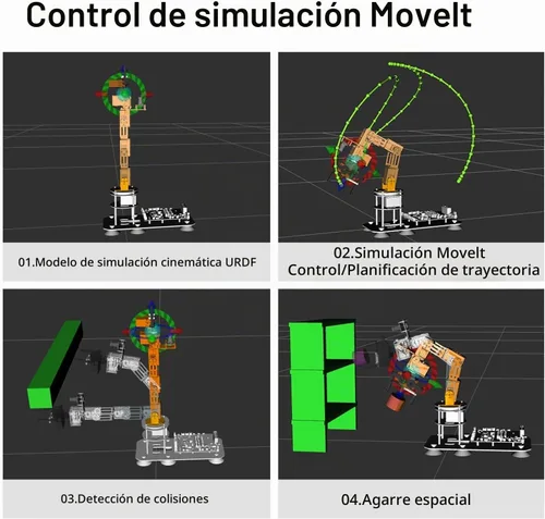 Vista 2 de Yahboom Brazo robótico ROS2 6DOF Inteligencia incorporada, reconocimiento espacial 3D, control de PC de máquina virtual, módulo de voz de modelo Kit