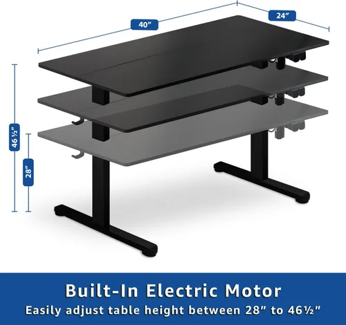 Vista 2 de Our Modern Space Escritorio eléctrico de pie de 40 pulgadas de altura ajustable – Mesa rectangular grande para la oficina en casa mejorada