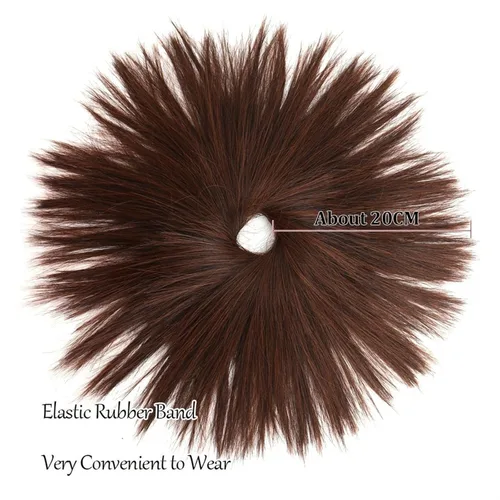 Vista 3 de GRFIT Extensiones de moño de cabello sintético, extensiones de moño desordenadas, esponjosas, de cabello lacio, banda elástica, moño, extensiones