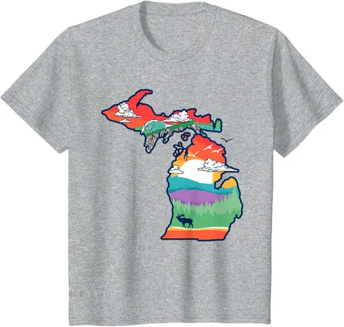 Vista 46 de Michigan Outside - Camiseta con ilustración artística