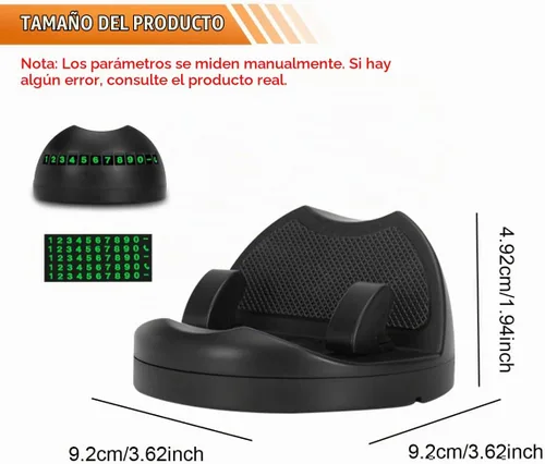 Vista 2 de Soporte para teléfono de coche, soporte giratorio ajustable de 360° para salpicadero con placa de estacionamiento, soporte autoadhesivo