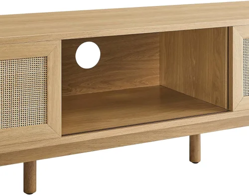 Vista 8 de Modway Soporte de TV de ratán Soma de 60 pulgadas en roble