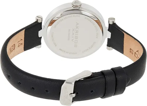 Vista 2 de Akribos XXIV AK1044 - Reloj de pulsera de piel con esfera grabada con diamantes para mujer en una hermosa caja de regalo, perfecto para el día