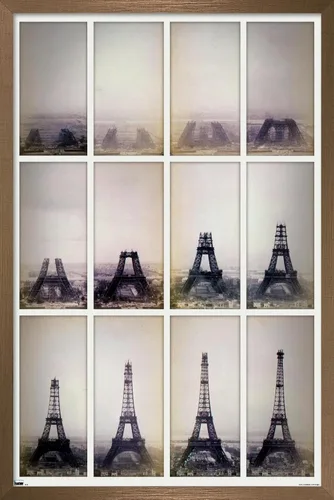Vista 14 de Trends International Póster de pared con lapso de tiempo de construcción de la Torre Eiffel, 14.725 x 22.375 pulgadas, versión enmarcada de madera