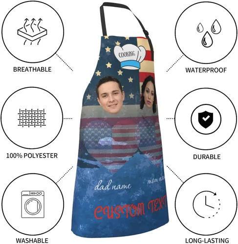 Vista 7 de Delantal personalizado para mujeres y hombres, delantal de cocina personalizado con bolsillos, delantales de chef personalizados