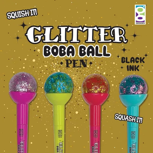 Vista 6 de Raymond Geddes Glitter Boba Squishy Top Pen (paquete de 12)