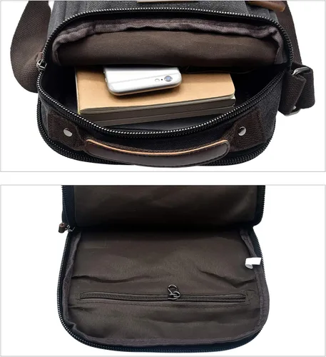 Vista 6 de AMJ Bolso bandolera para hombre bolso cruzado de lona bolso vintage para viajes trabajo negocios