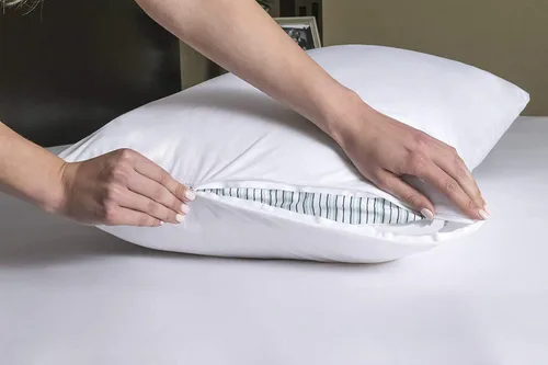 Vista 5 de Juego de 2 protectores de almohada impermeables estándar/Queen, equilibrio de temperatura, recomendado por alergólogos, protectores transpirables