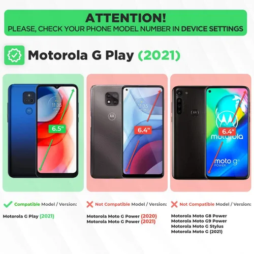 Vista 2 de Funda diseñada para Motorola G Play (2021) con funda de clip para cinturón, funda con función atril, color negro