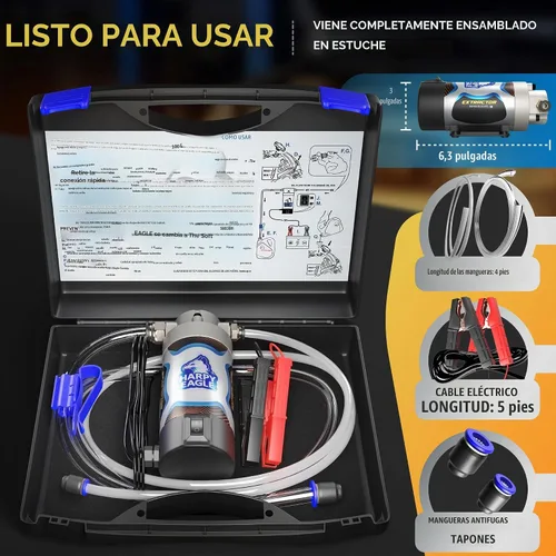 Vista 2 de Bomba Extractadora de Aceite Eléctrica Harpy Eagle 12/24V 100W, Bomba Extractadora de Líquido de Cambio de Aceite Portátil para Automotriz, Coches