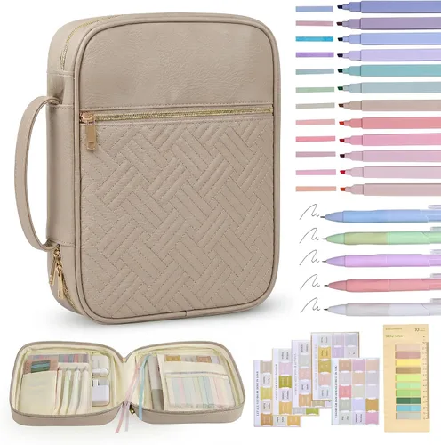 Vista 9 de Funda para la Biblia, funda para libro de la Biblia para mujeres y hombres, funda de transporte de lona, protector de libros acolchada de cuero