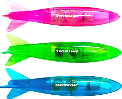 Vista 11 de Swimline Paquete de 1 juguete de buceo original con luz LED brillante de animales marinos, piraña para atrapar el pez, juego de recuperación