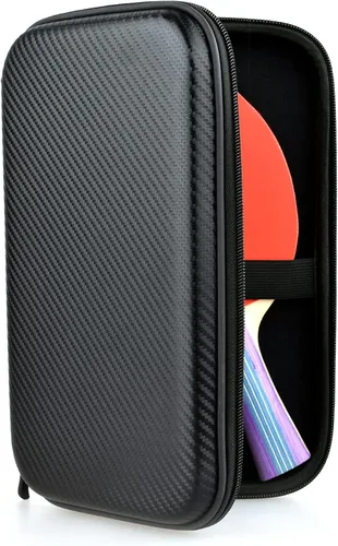 Vista 7 de Rintifia® Funda de ping-pong para palas de ping pong, bolsa de almacenamiento rígida para 2 paletas y múltiples pelotas - anticaídas, antidesgaste