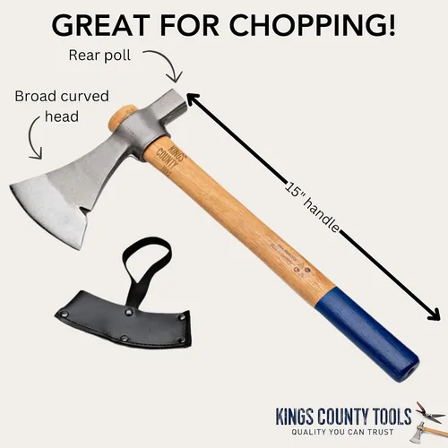 Vista 3 de Kings County Tools Herramientas de camping Pickaroon, hacha o hacha Hoja forjada alemana Ligero y fácil de transportar Mango de nogal