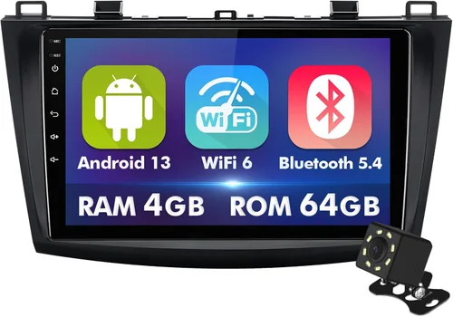 Vista 8 de 9 pulgadas IPS pantalla táctil Android 14 coche estéreo para Mazda 3 2010-2013 con CarPlay inalámbrico y Android Auto 4 Core 32GB radio de coche