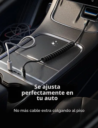 Vista 5 de LISEN Paquete de 2 cables USB C a USB C en espiral de 60 W para Android Negro espacial