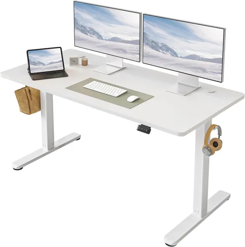 Vista 9 de FAMISKY Escritorio eléctrico de pie, escritorio de altura ajustable de 40 x 24 pulgadas, ergonómico para oficina en casa, estación de trabajo