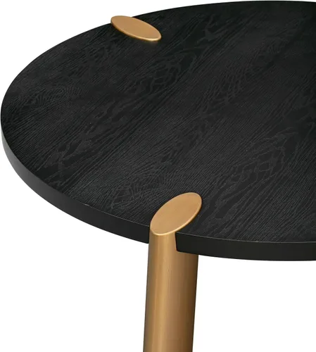 Vista 4 de NTC Mesa de centro redonda de madera Tribase Boho de 40 pulgadas para sala de estar y comedor, impermeable y resistente al calor, negro quemado