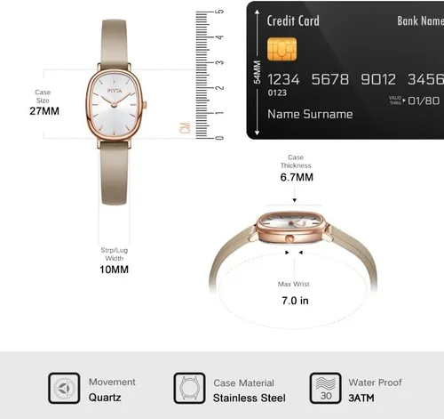 Vista 6 de FIYTA Reloj de cuarzo para mujer, 3ATM, reloj ovalado, elegante regalo para mujer, 0.827 in