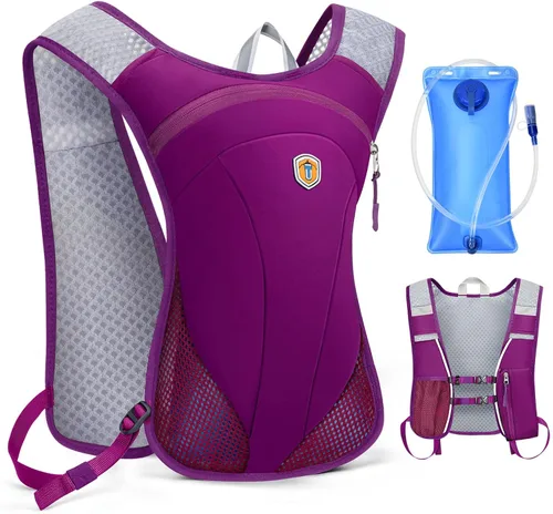 Vista 9 de Mochila de Hidratación con Bolsa de Agua de 2 L, Chaleco Ligero y Transpirable para Correr para Hombre, Paquete de Agua Ajustable con Correas