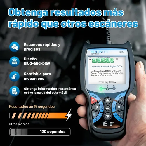 Vista 3 de BLCKTEC 440 Herramienta de diagnóstico Bluetooth OBD2 Escáner - Lector y escáner de código de coche - Viene con datos en vivo - Prueba del sistema