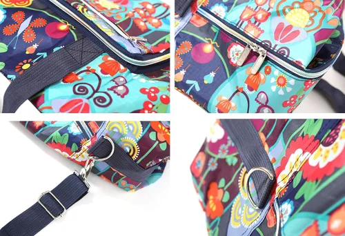 Vista 5 de Bolsa de viaje plegable grande para las mujeres del hospital bolso lindo floral bolso de hombro semanal durante la noche llevar en la bolsa