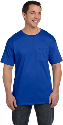 Vista 2 de Hanes Camiseta de punto alto para adulto con bolsillo preencogido