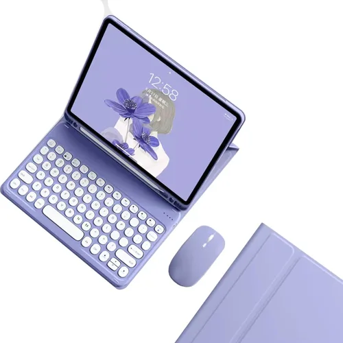 Vista 9 de kaidisen Funda de teclado para Galaxy Tab S6 Lite de 10.4 pulgadas con teclado y mouse Bluetooth, cubierta de teclado desmontable de color caramelo